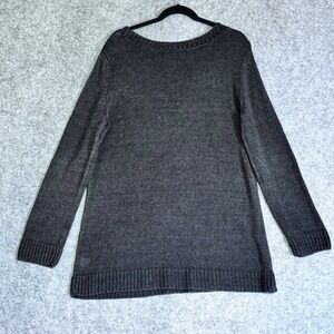 Talbots Womens Sweater XL Charcoal Gray 100% Linen Boat Neck Tunic‎ Knit Coastal